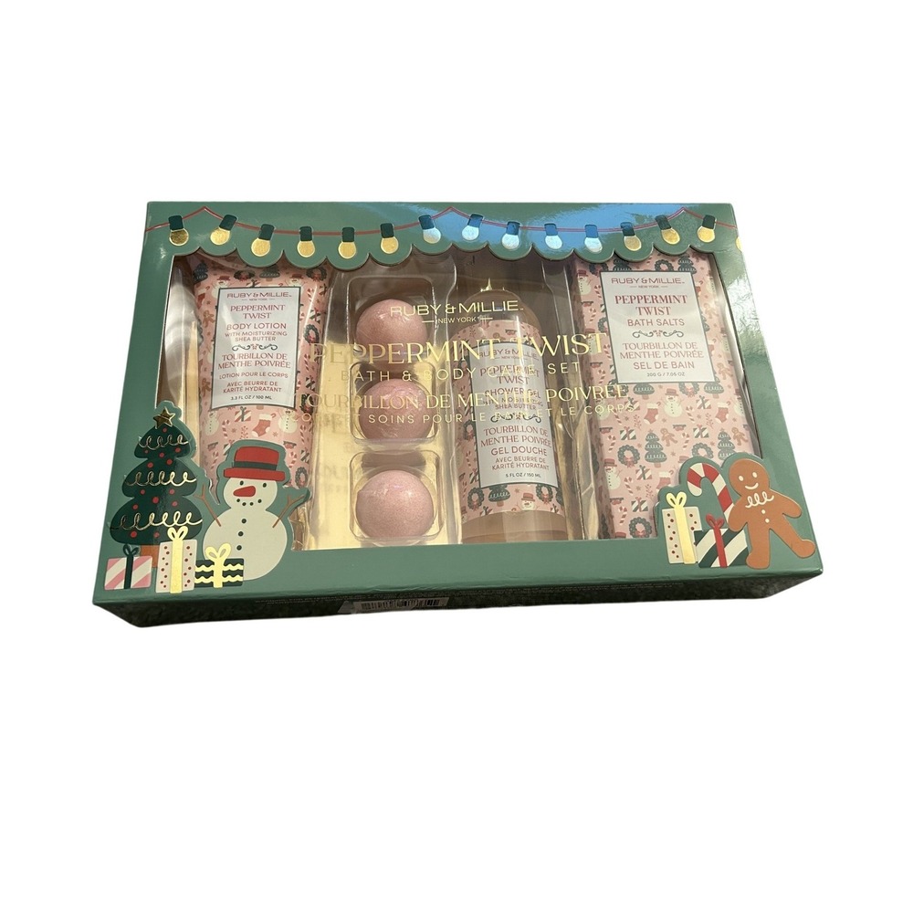 Ruby &‎ Millie Peppermint Twist Bath & Body Care Set Womens OS Green New Holiday